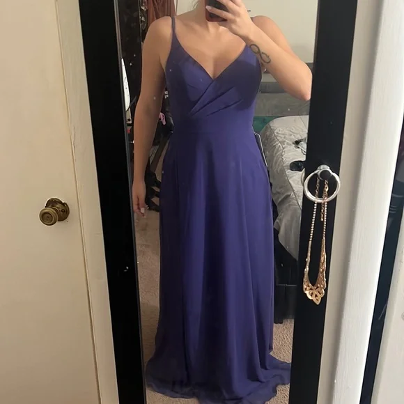 azazie purple bridesmaid dress Cowl Neck Baked Rose Satin Bridesmaid Dress  PollyBoutique